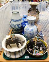 Cermaics, to include vases, large Oriental style vase, chamber pot, etc. (2 trays)