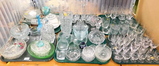 Glassware, to include coloured glassware, drinking glasses, including large wine glasses, small orna