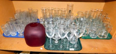 Glassware, to include pint glasses, tumblers, half pint glasses, sherry glasses. (4 trays and loose