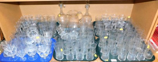 Glassware, to include sherry, dessert, champagne glasses, etc. (5 trays and loose)