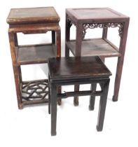 Various Chinese lacquered and ebonised hardwood side tables.