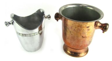 A copper two handled wine cooler, 23cm high, together with a further steel and mother of pearl inlai