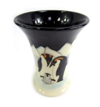 A Moorcroft Penguin Family on Ice vase, by William Moorcroft, dated 2014, 15.5cm high.