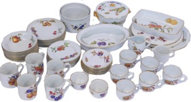 A Royal Worcester Evesham pattern part tea and dinner service, comprising large serving plate, two l