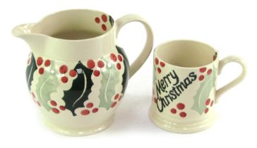 An Emma Bridgewater Pottery 21 Years of Emma Bridgewater Christmas one and a half pint jug, 13cm hig