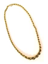 A rope twist neck chain, of graduated form, yellow metal, clasp stamped 9ct, 46cm long, 19.7g all in