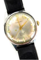 A Rotary Incabloc gent's wristwatch, in a stainless steel case with silvered dial and baton markers,