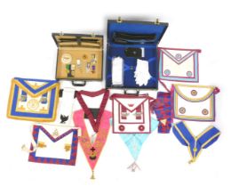 A group of Masonic regalia, to include sashes, medals, briefcase, gloves, etc. (2 boxes)