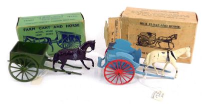 Two Britain's figures, comprising a Model Home Farm milk float and horse number 45F, and a farm cart