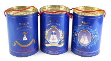 Three Bell's whisky decanters, comprising commemorative Birth of Princess Eugenie, The 90th Birthday