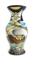 A Moorcroft pottery vase decorated in the Winds of Change pattern, of baluster form, impressed marks
