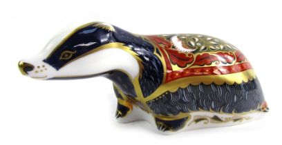 A Royal Crown Derby porcelain paperweight modelled as Moonlight Badger, an exclusive for The Royal C