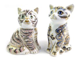 Two Royal Crown Derby kitten paperweights, modelled as Majestic Kitten, limited edition number 2157/