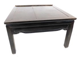A Chinese hardwood coffee table, with square set top, 50cm high, the top 87cm x 87cm.