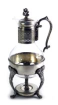 A coffee glass percolator, with silver plated mounts, lacking burner, 34cm high.