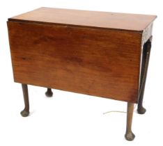 A George III mahogany rectangular fall leaf table, on turned legs with pad feet, 70cm high, the top