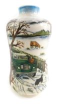 A Moorcroft pottery vase decorated in the Winter Feed pattern, designed by Angela Davenport in 2009,