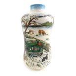 A Moorcroft pottery vase decorated in the Winter Feed pattern, designed by Angela Davenport in 2009,