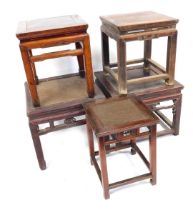 Five Chinese hardwood side tables.