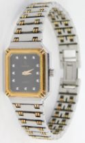 A Concorde le Costa lady's wristwatch, with square blackened face, set with tiny diamonds, with a ru