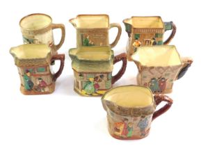 Seven Royal Doulton Dickens Series Ware pottery jugs, comprising The Pickwick Papers, Old London, Th