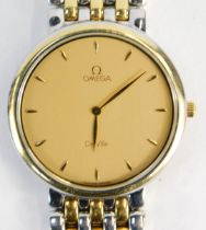 An Omega Deville gent's wristwatch, of bicolour design, with a circular gold finish watch head, with