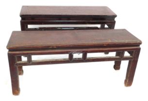 Two Chinese hardwood side tables. (AF)