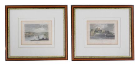 A pair of 19thC steel engravings, Rochester, Kent and Rochester Castle, Kent, 9cm x 12cm, framed and