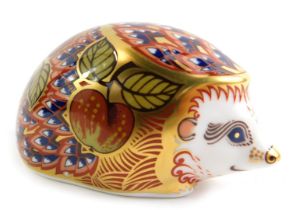 A Royal Crown Derby porcelain paperweight modelled as Orchard Hedgehog, an exclusive for the Royal C