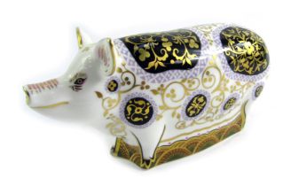 A Royal Crown Derby porcelain paperweight modelled as Spotty Pig, an exclusive to The Royal Crown De