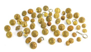 A collection of brass military buttons.