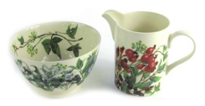 Two items of Emma Bridgewater pottery from the Flowers range, comprising an Ivy bowl, 16cm diameter,