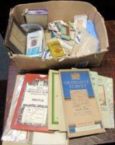 Various maps, Ordnance and other, stamps, cigarette cards, etc.