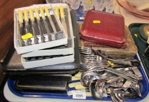 A group of cased and loose flatware. (1 tray)