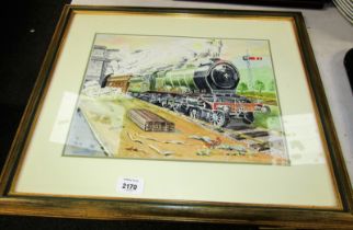 Victor B (20thC School). Study of a locomotive, 'Aberdeen', watercolour, signed, 24cm x 33cm.