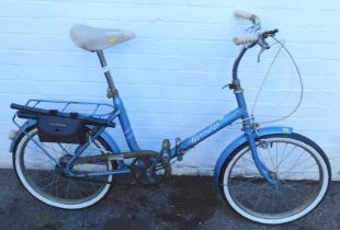 A Hercules bicycle, in blue trim.