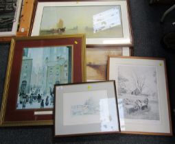 Various pictures, prints, etc., to include after John Western, Water Cart, signed limited edition nu