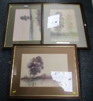 P Hodson. Various works, depicting river scenes, watercolours, each signed and dated 85.