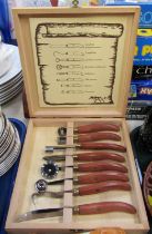 A set of Claude Dozorme Maitre Coutelier kitchen implements, in case.