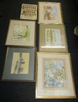 Various pictures, prints, etc., to include Geoff Birkbeck, Church Lane at Thorpe, watercolour, signe