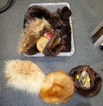 Various fur stoles, to include fox, mink, etc.