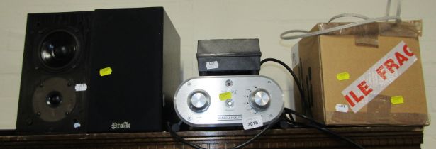 A Music Fidelity X-A1 player, together with a pair of Proar speakers, various cabling, etc.