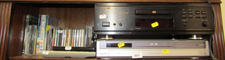 A Sony DVD recorder, RDR-GX210, together with a Denon compact disc player, DCD-1550AR, various CDs,