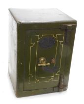 A Victorian steel safe, with plaque for Rymer Thompson "Sentry Safe", 56cm high, 40cm wide, 40cm dee