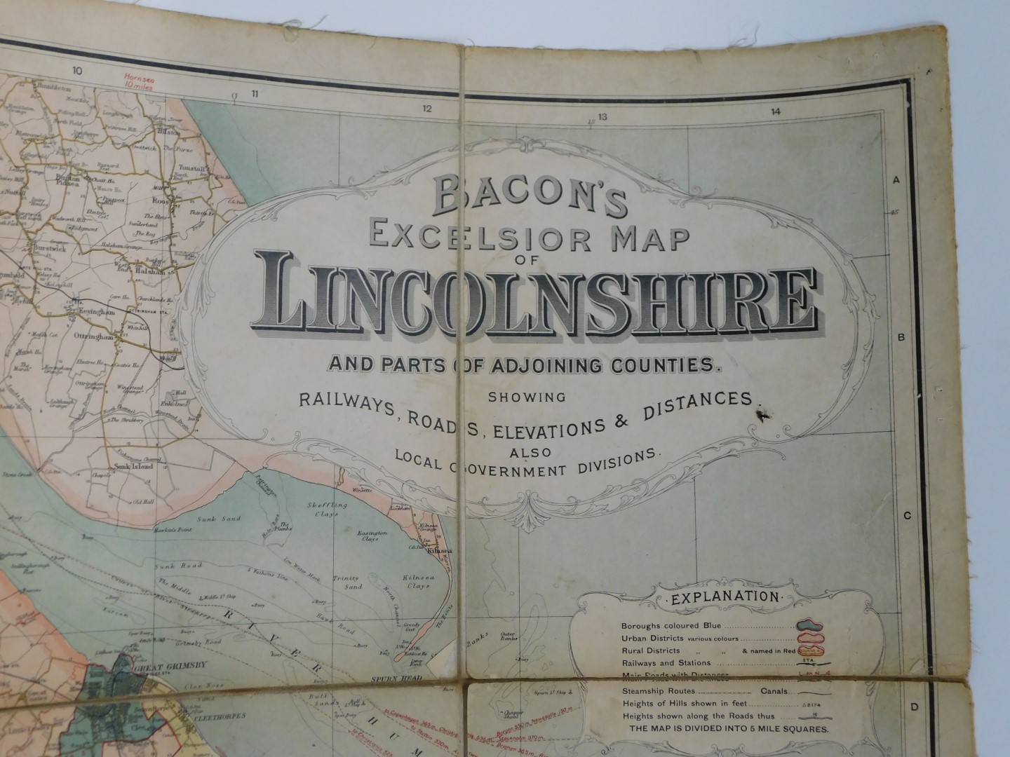 Bacon's Excelsior Map of Lincolnshire, and Parts of Adjoining Counties, with index gazetteer showing - Image 2 of 3