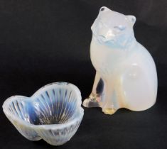 Two iridescent glass ornaments, comprising a seated fox The Svenskt Glass Company World Wildlife Fun