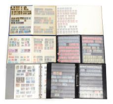 Six albums of GB and world stamps, comprising Deutsch postmarks, Canadian, Belgium, a stock album of