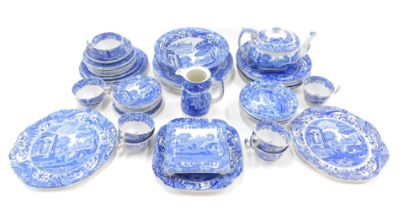 A large quantity of blue and white wares, comprising Copeland Spode Italian and others, teapot, coff