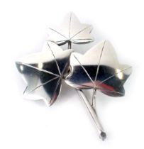 An Ivan Tarrot silver brooch, formed as three leaves on stem, stamped and hallmarked 1962, 5cm high,