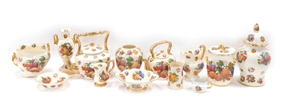 A large quantity of Royal Tupton style Fruits and Flowers wares, comprising teapot, urns, jars and c